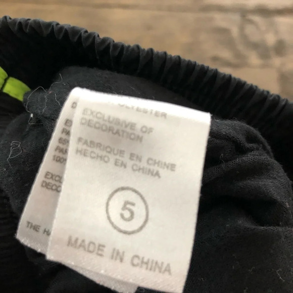 Nike Boys Size 5 Black Lined Straight Leg Track Pants Athletic Neon Striped Play - Picture 3 of 5